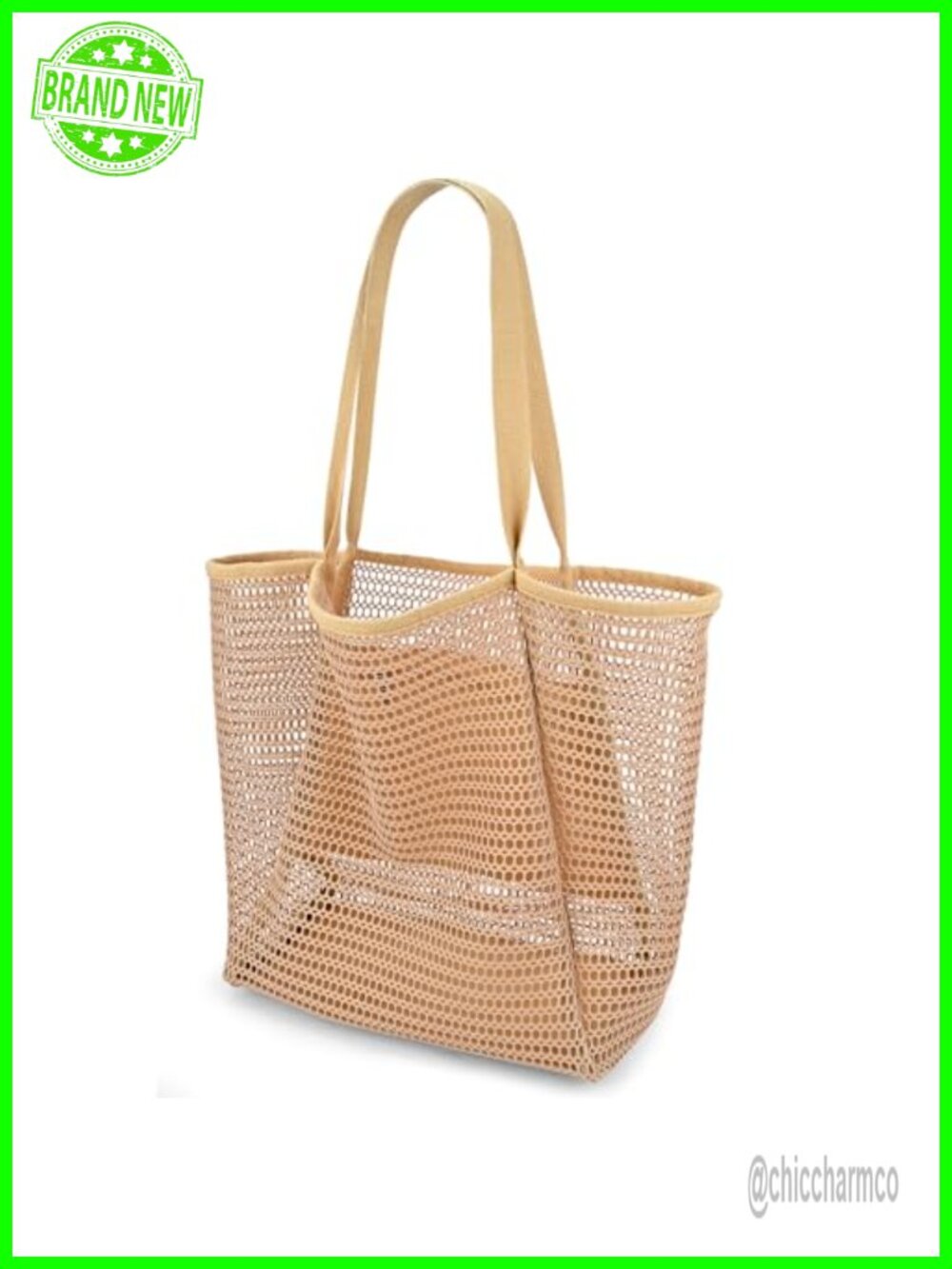Beach Bag Mesh Sandproof Foldable Nylon Tote with Zipper Pocket